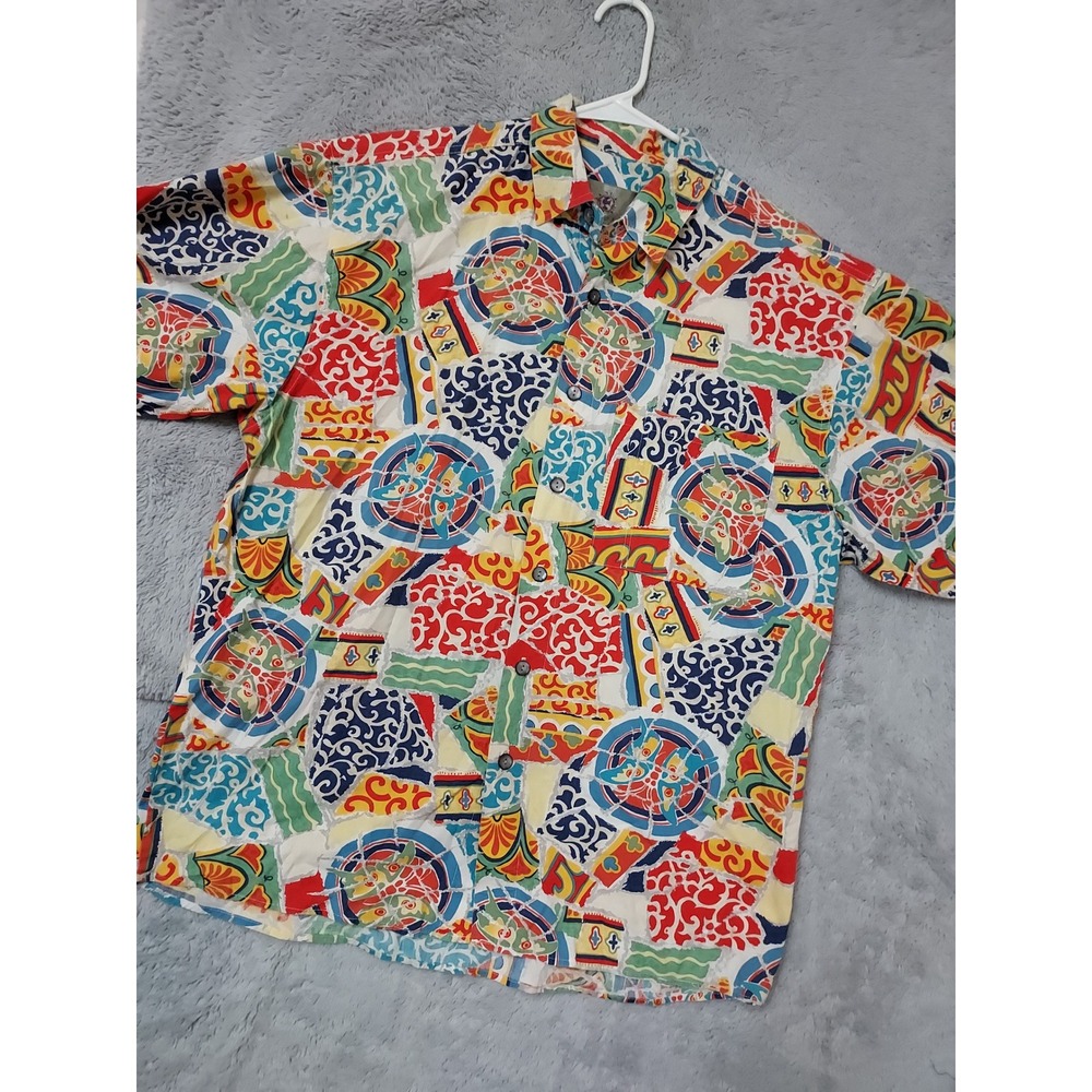 The Territory Ahead Shirt Men XL Short Sleeve Abstract Mosaic Multicolor Graphic